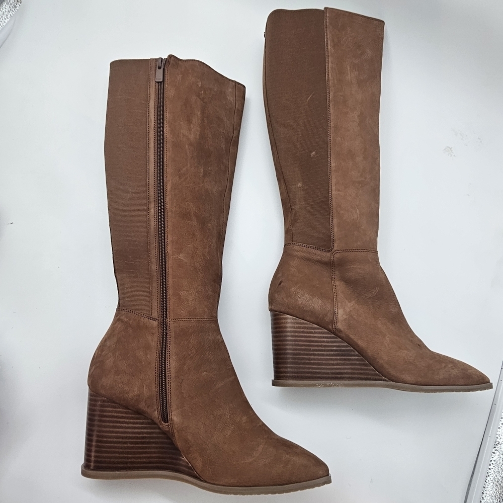 NYDJ Jessica Knee-High Wedge Boots Cognac Women’s NWOB Size 9.5 - Picture 12 of 13